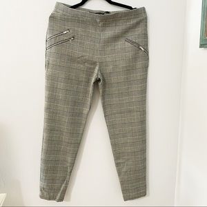 Zara gingham style pants with zippers